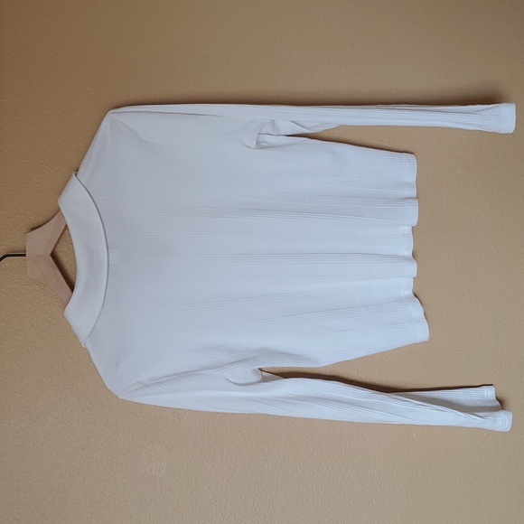 GAP Henley Polo Women's White Ribbed Long Sleeve Top Large White - Picture 6 of 9